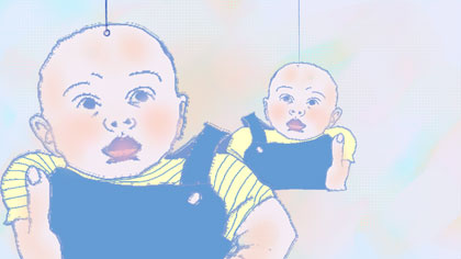 film still: Image of Stan’s face on a mobile, nicely blank and surreal.

