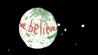film still: *We Believe in Happy Endings* front title sequence